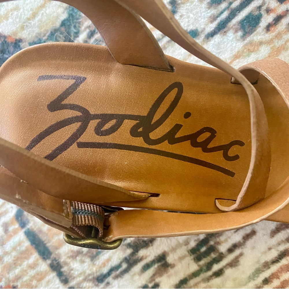 Zodiac Emilia Tan Leather Espadrille Wedge Sandals Size 8.5 - Picture 6 of 6